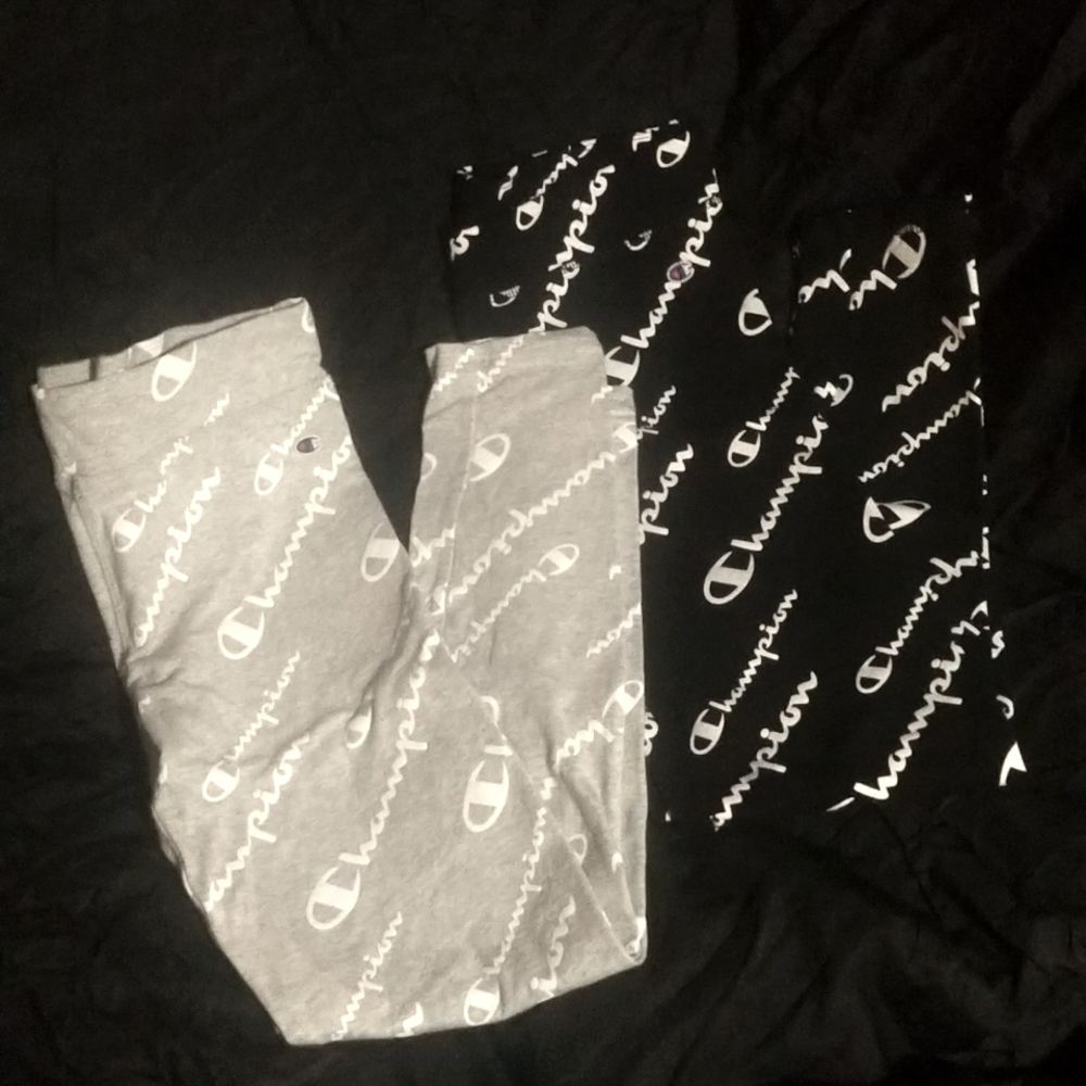NWOT Girls Champion Athleticwear leggings size XL pack of 2,  black/grey